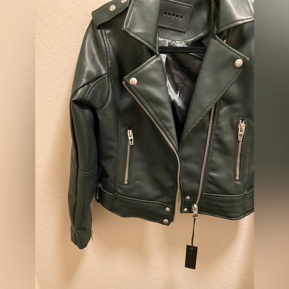 BLANK NYC Green Faux Leather Moto Jacket NEW - Picture 3 of 13
